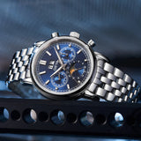 GEYA Moonphase Blue Dial Chronograph Mechanical Auto Watch G78172GWB