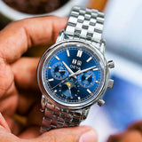 GEYA Moonphase Blue Dial Chronograph Mechanical Auto Watch G78172GWB