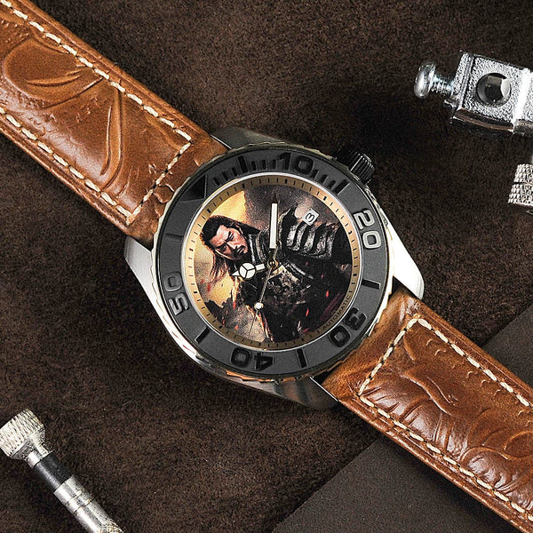 Aries Gold The Imperial San Guo Series Brown Leather Strap Men Watch G 8040 SAN-IMP