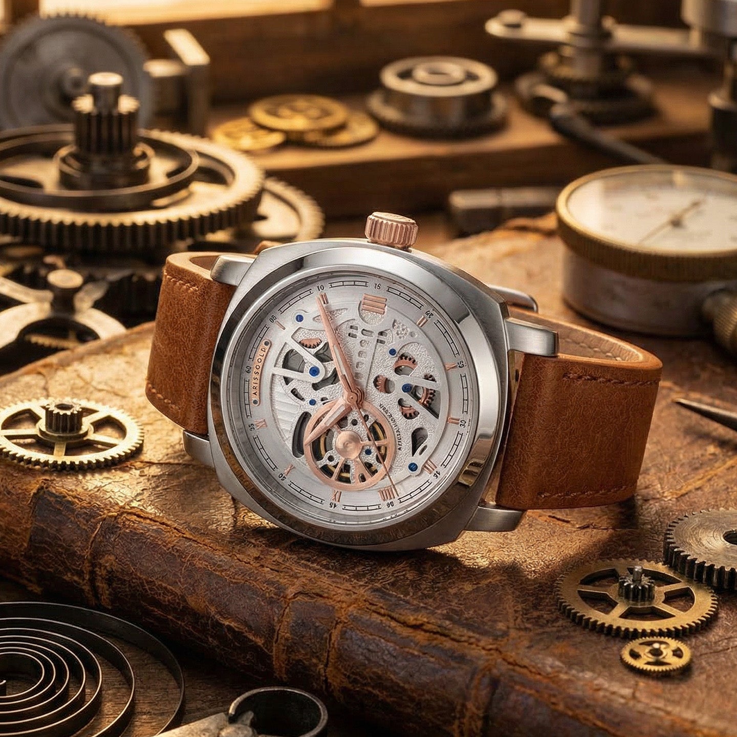 Aries Gold Vanguard Brown Men's Watch - Skeleton Dial | G 9025 SRG-SRG