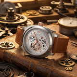 Aries Gold Vanguard Brown Men's Watch - Skeleton Dial | G 9025 SRG-SRG
