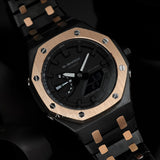 Casio Mod G-Shock Black Two-Tone Stainless Steel Strap Men Watch GA-2100-7ADR-M1