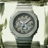 Casio G-Shock Analogue-Digital Green Resin Strap Men Watch GA-2100NC-3ADR-P