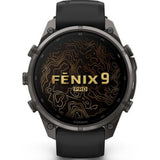 Garmin Fēnix 9 Pro – 47 mm Carbon Gray DLC Titanium with Black/Pebble Gray Silicone Band GM-010-04336-67