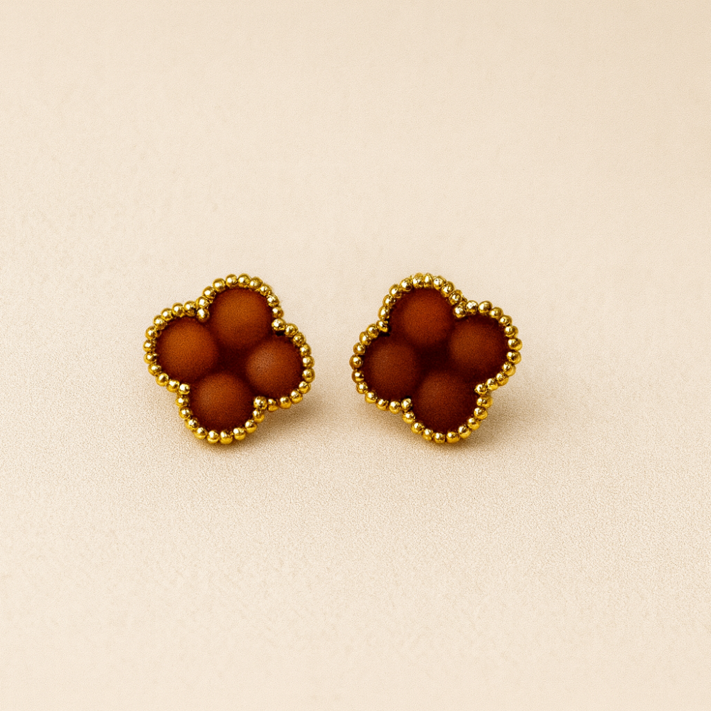 AG Collective Jewelry - Golden Clover Carnelian Studs