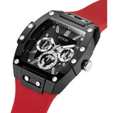 Guess Multifunction Black Dial Red Silicone Strap Men Watch GW0203G4