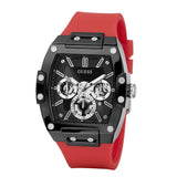 Guess Multifunction Black Dial Red Silicone Strap Men Watch GW0203G4