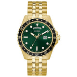 Guess Comet Green Dial Gold Stainless Steel Strap Men Watch GW0220G2