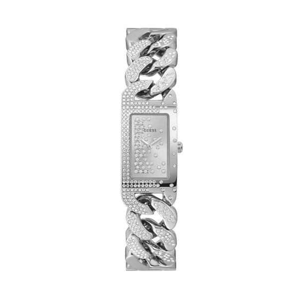 Guess Crystal Chain Silver Stainless Steel Strap Women Watch GW0298L1