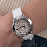 Guess Pearl White Dial Silicone Strap Women Watch GW0381L1