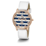 Guess White Leather Recycled Ultra Suede Strap Women Watch GW0398L2