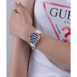 Guess White Leather Recycled Ultra Suede Strap Women Watch GW0398L2