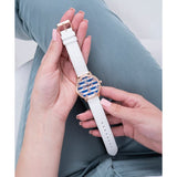 Guess White Leather Recycled Ultra Suede Strap Women Watch GW0398L2