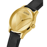 Guess Gold Dial Black Leather Strap Women Watch GW0399L3