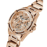 Guess Skeleton Dial Rose Gold Stainless Steel Strap Women Watch GW0464L3