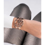 Guess Skeleton Dial Rose Gold Stainless Steel Strap Women Watch GW0464L3