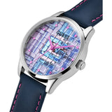 Guess Silver Case Navy Genuine Leather Women Watch GW0480L1