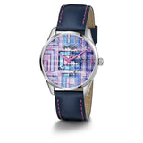Guess Silver Case Navy Genuine Leather Women Watch GW0480L1