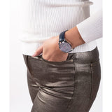 Guess Silver Case Navy Genuine Leather Women Watch GW0480L1