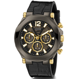 Guess Gun Metal Case Black Genuine Leather Men's Watch GW0492G1