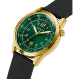 Guess Analog Green Dial Black Silicone Strap Women Watch GW0494G4