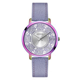Guess Iridescent Case Color Purple Leather Strap Women Watch GW0529L4