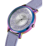 Guess Iridescent Case Color Purple Leather Strap Women Watch GW0529L4
