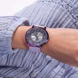 Guess Iridescent Case Color Purple Leather Strap Women Watch GW0529L4