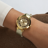Guess Analog Gold Leather Strap Women Watch GW0535L4