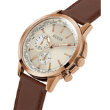 Guess Analog Brown Genuine Leather Strap Men Watch GW0540G4