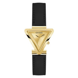 Guess Gold Dial Black Leather Strap Women Watch GW0548L3