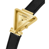 Guess Gold Dial Black Leather Strap Women Watch GW0548L3