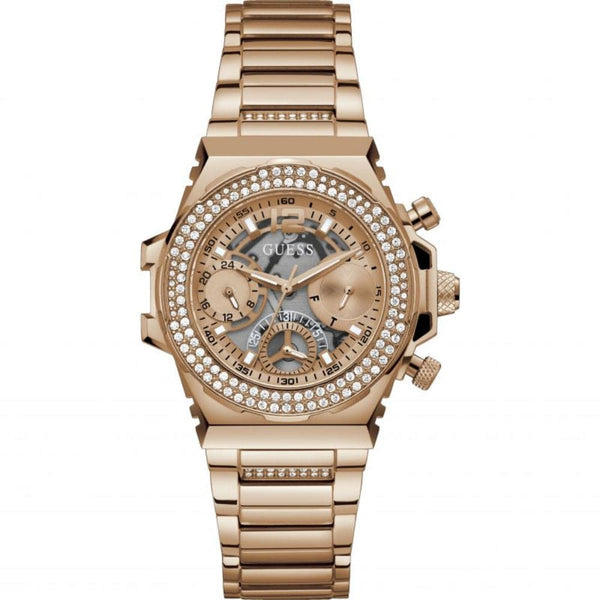 Guess Analog Chronograph Rose Gold Stainless Steel Strap Women Watch GW0552L3