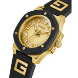 Guess Analog Gold Dial Black Silicone Strap Women Watch GW0555L2