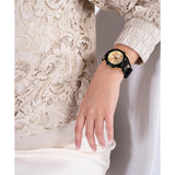 Guess Analog Gold Dial Black Silicone Strap Women Watch GW0555L2