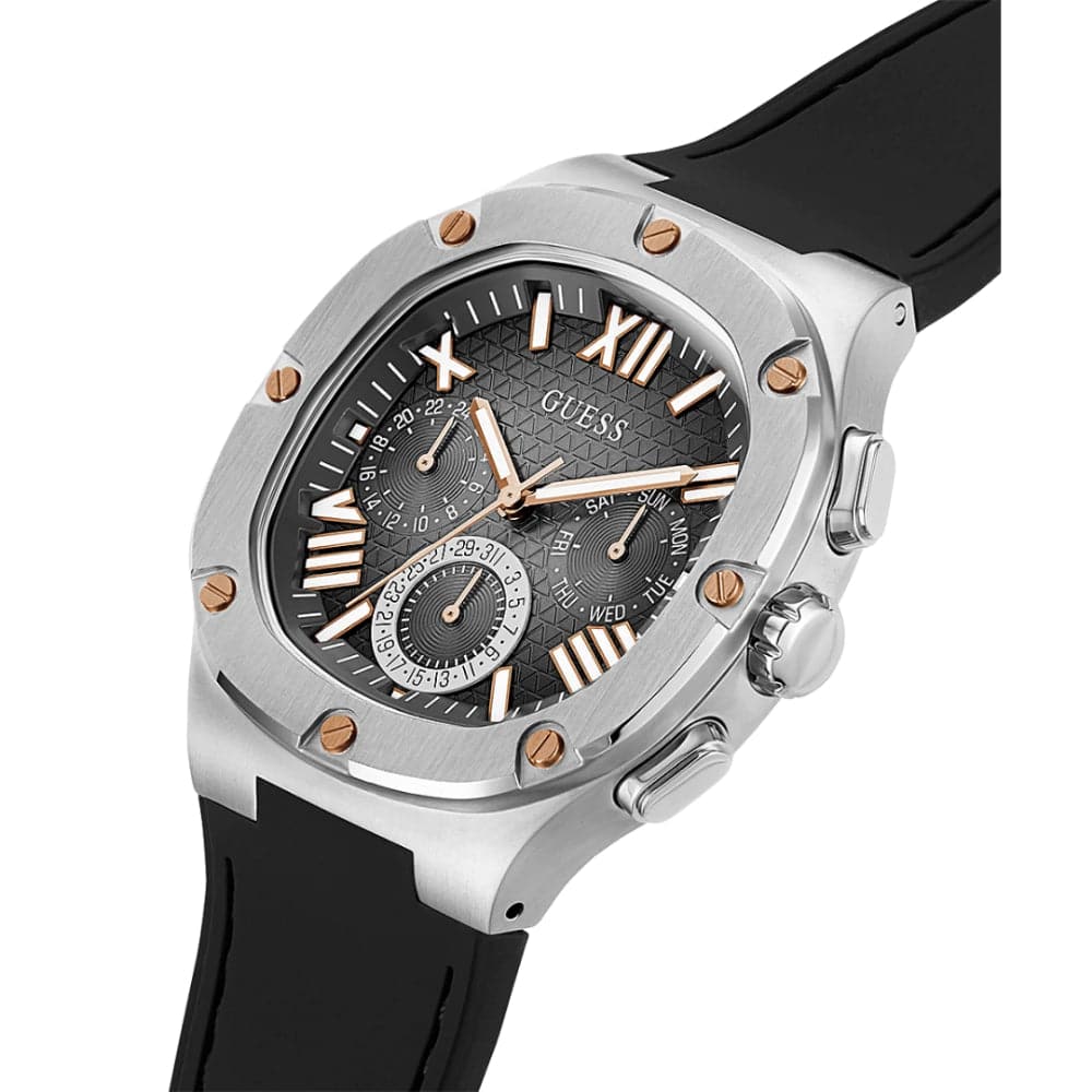 Guess Men's Headline Black and Silver Watch GW0571G1