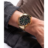 Guess Analog Green Dial Gold Stainless Steel Strap Men Watch GW0574G2