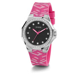 Guess Analog Black Dial Pink Silicone Strap Women Watch GW0598L1