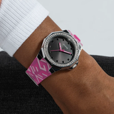 Guess Analog Black Dial Pink Silicone Strap Women Watch GW0598L1