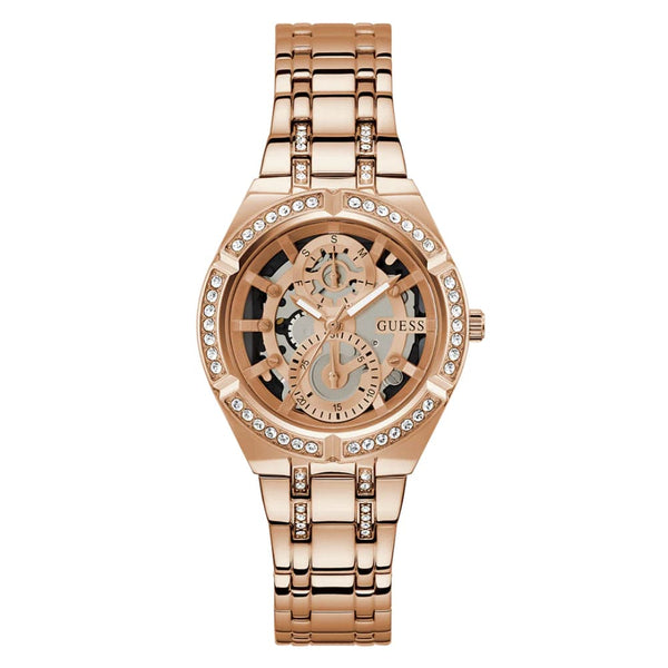 Guess Multifunction Rose Gold Stainless Steel Strap Women Watch GW0604L3