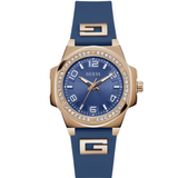 Guess Ladies Blue Rose Gold Tone Analog Watch GW0617L3