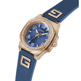 Guess Ladies Blue Rose Gold Tone Analog Watch GW0617L3