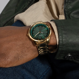 Guess Analog Green Dial Gold Stainless Steel Strap Men Watch GW0626G2