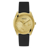 Guess Gold Dial Black Silicone Strap Women Watch GW0665L1