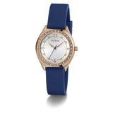 Guess Analog Rose Gold Tone Blue Silicone Strap Women Watch GW0820L2