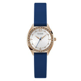 Guess Analog Rose Gold Tone Blue Silicone Strap Women Watch GW0820L2