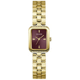 Guess Analog Burgundy Dial Gold Stainless Steel Strap Women's Watch GW0865L9