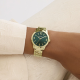 Guess Green Dial Gold Stainless Steel Strap Women's Watch GW1028L2