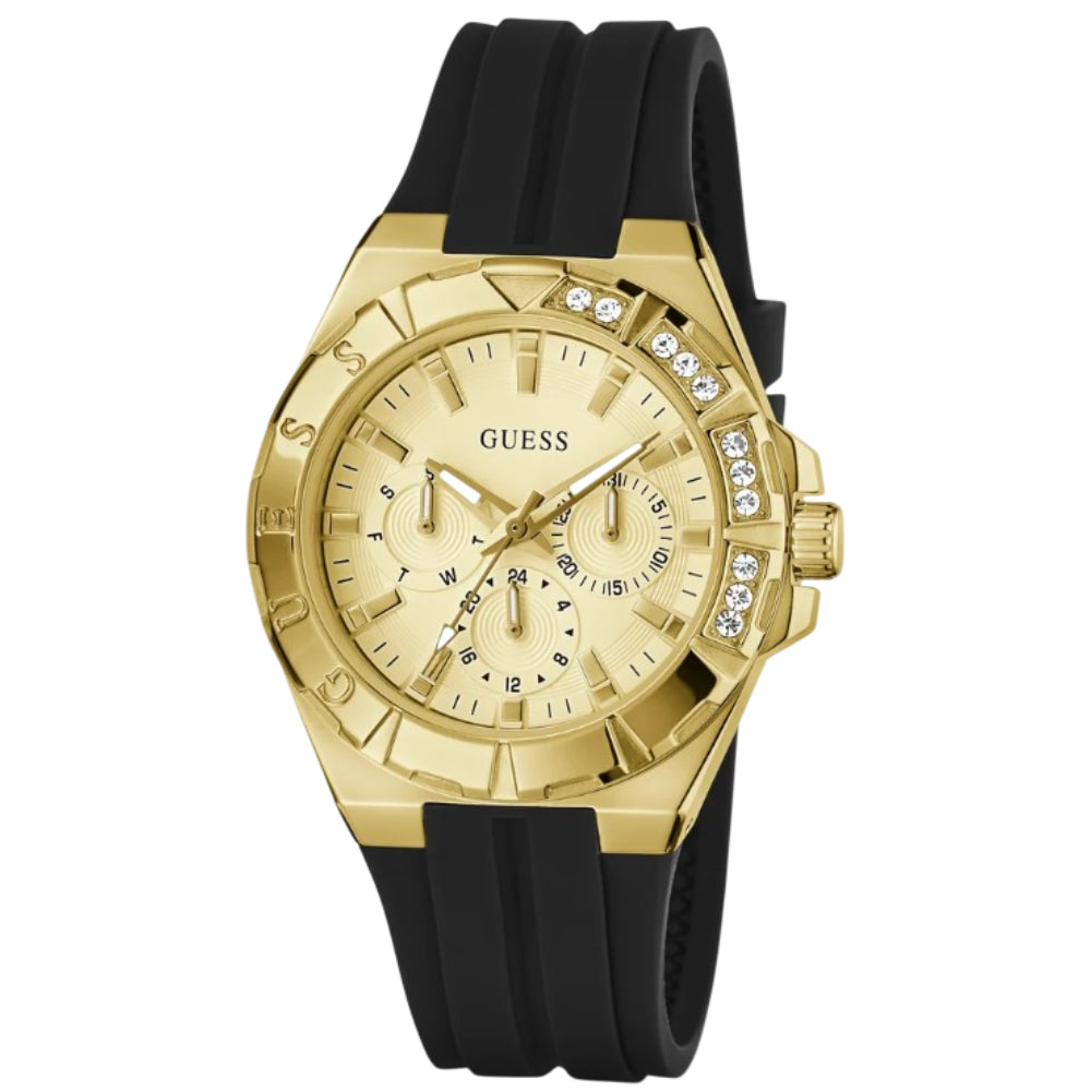 Guess Analog Black Silicone Strap Men's Watch - Chronograph | GW1034L2