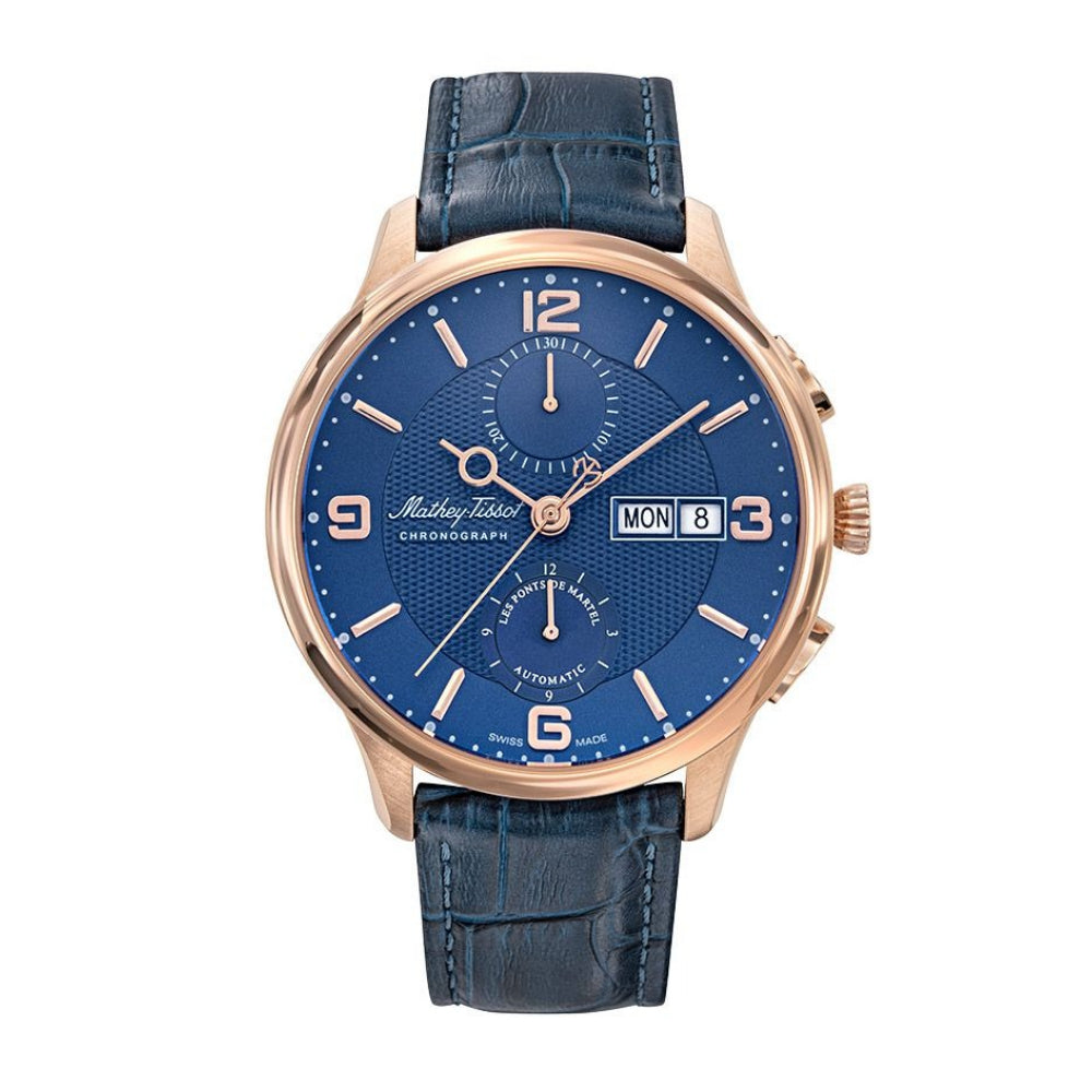 Mathey-Tissot Edmond Chrono Automatic Blue Strap Leather Men's Watch